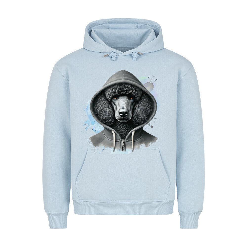 Premium Hoodie "Königspudel schwarz Hooded" Babyblau – hunde-shirt.de