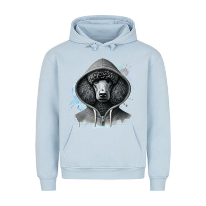 Premium Hoodie "Königspudel schwarz Hooded" Babyblau – hunde-shirt.de