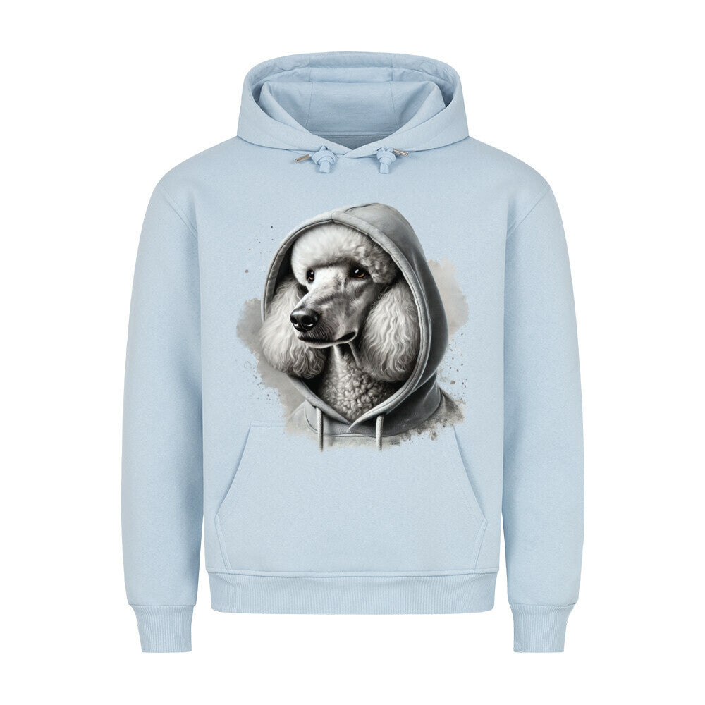 Premium Hoodie "Königspudel weiß Hooded" Babyblau – hunde-shirt.de