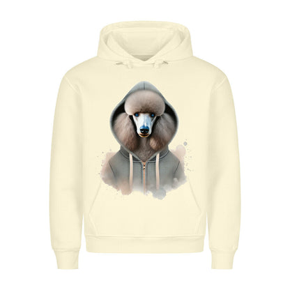 Premium Hoodie "Königspudel blue Hooded" Beige – hunde-shirt.de