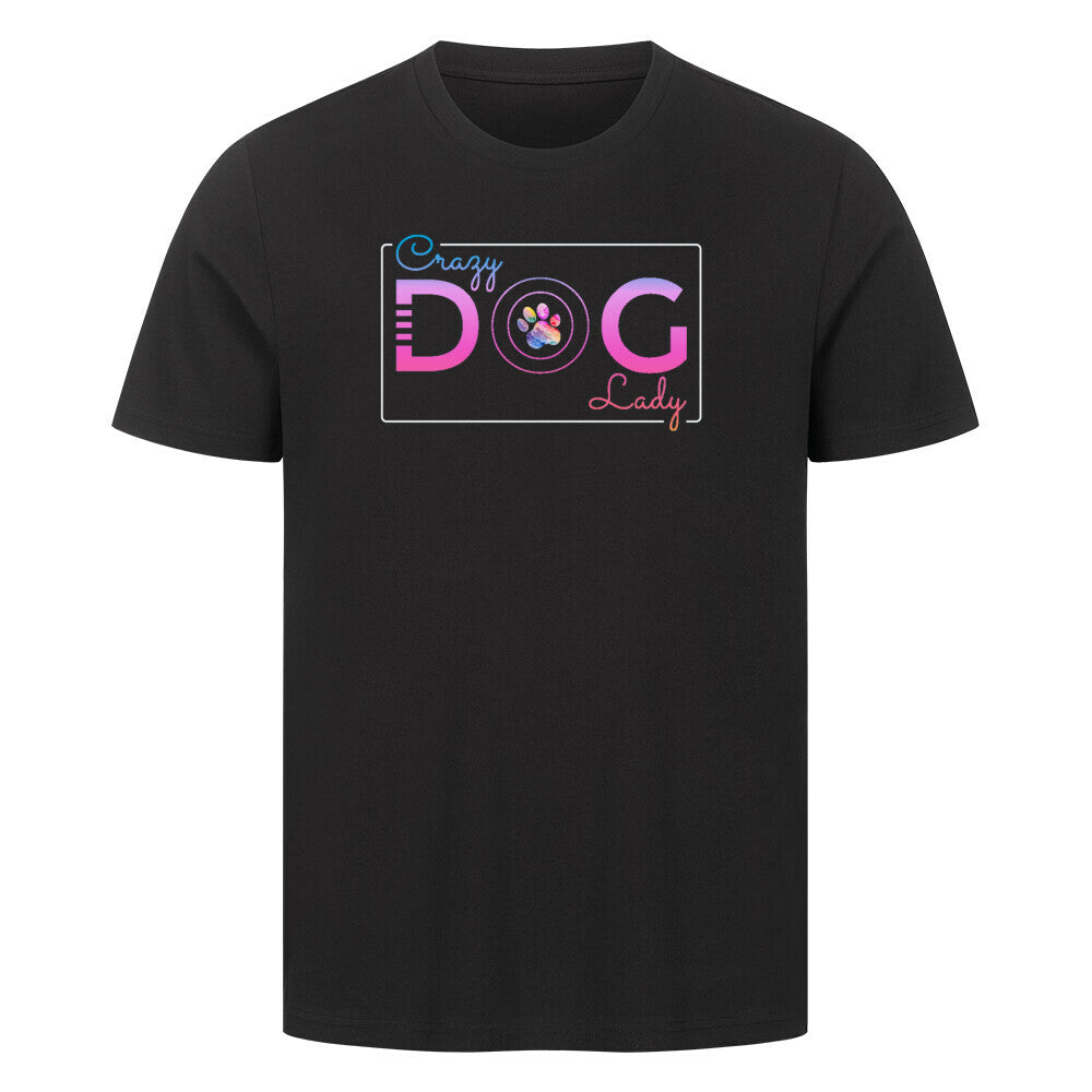 Premium T-Shirt "Crazy Dog Lady" Schwarz – hunde-shirt.de