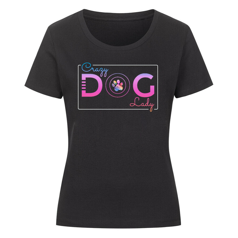 Premium Organic Damen-Shirt "Crazy Dog Lady" Schwarz – hunde-shirt.de