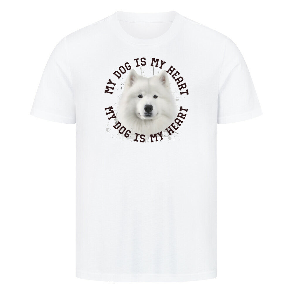 Premium T-Shirt "Samoyed HEART 2" Weiß – hunde-shirt.de