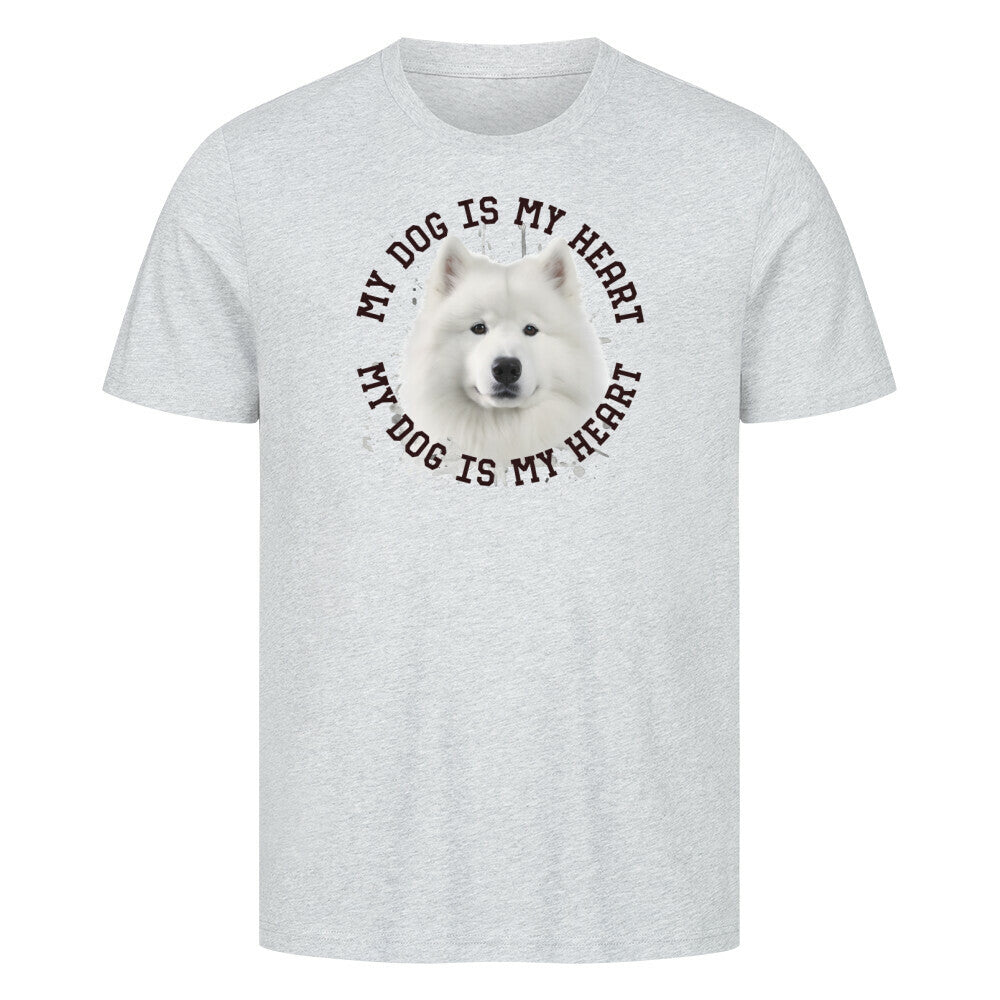 Premium T-Shirt "Samoyed HEART 2" Heather Grey – hunde-shirt.de