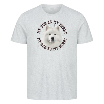 Premium T-Shirt "Samoyed HEART 2" Heather Grey – hunde-shirt.de