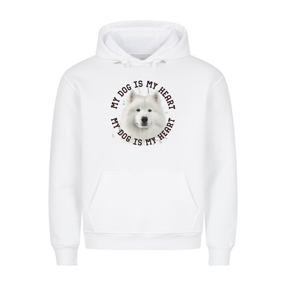 Premium Hoodie "Samoyed HEART 2" Weiß – hunde-shirt.de