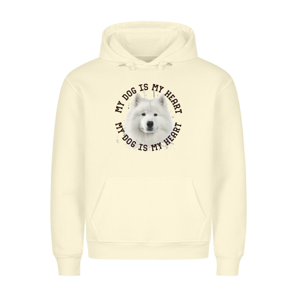 Premium Hoodie "Samoyed HEART 2" Beige – hunde-shirt.de