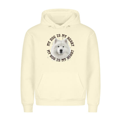 Premium Hoodie "Samoyed HEART 2" Beige – hunde-shirt.de