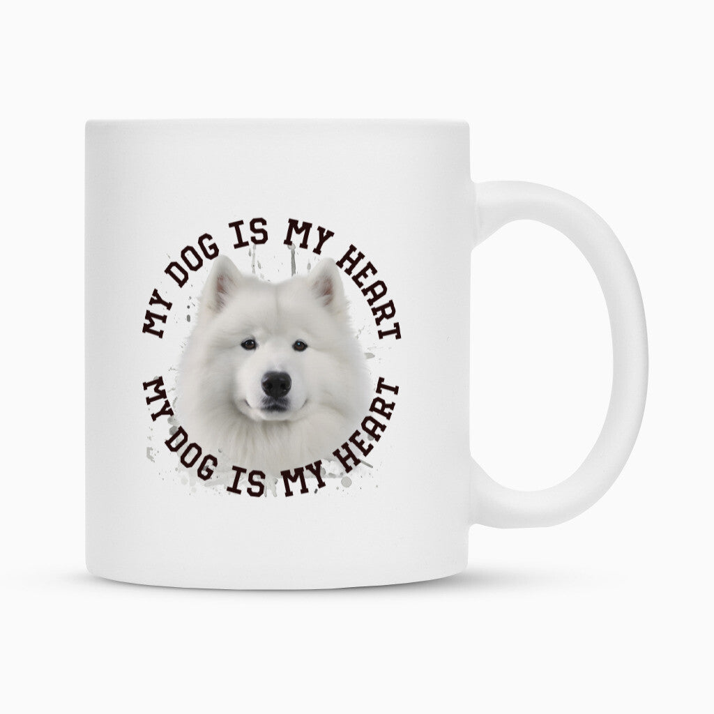 Tasse "Samoyed HEART 2" Weiß – hunde-shirt.de
