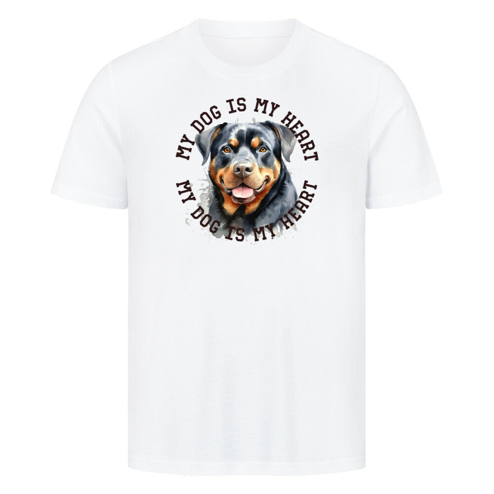 Premium T-Shirt "Rottweiler HEART 2" Weiß – hunde-shirt.de