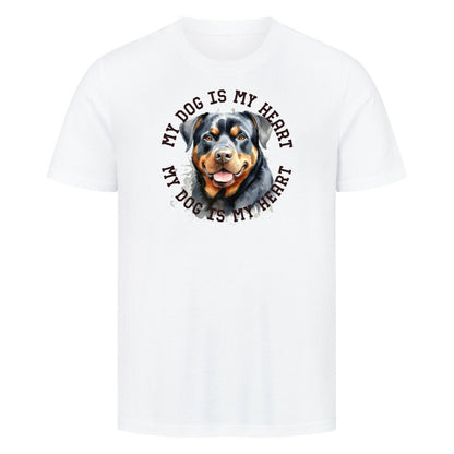 Premium T-Shirt "Rottweiler HEART 2" Weiß – hunde-shirt.de