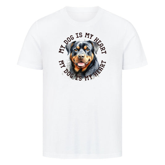 Premium T-Shirt "Rottweiler HEART 2" Weiß – hunde-shirt.de