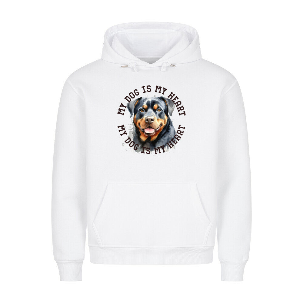 Premium Hoodie "Rottweiler HEART 2" Weiß – hunde-shirt.de