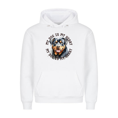 Premium Hoodie "Rottweiler HEART 2" Weiß – hunde-shirt.de