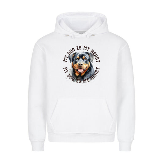 Premium Hoodie "Rottweiler HEART 2" Weiß – hunde-shirt.de