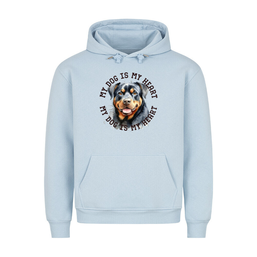Premium Hoodie "Rottweiler HEART 2" Babyblau – hunde-shirt.de