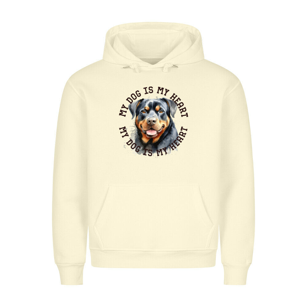 Premium Hoodie "Rottweiler HEART 2" Beige – hunde-shirt.de