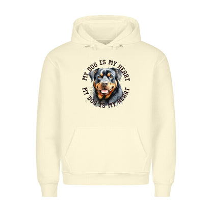 Premium Hoodie "Rottweiler HEART 2" Beige – hunde-shirt.de