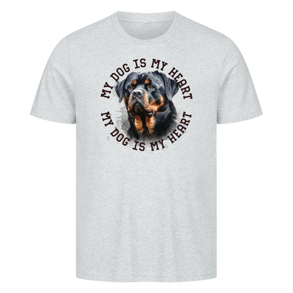 Premium T-Shirt "Rottweiler ursprünglich HEART" Heather Grey – hunde-shirt.de