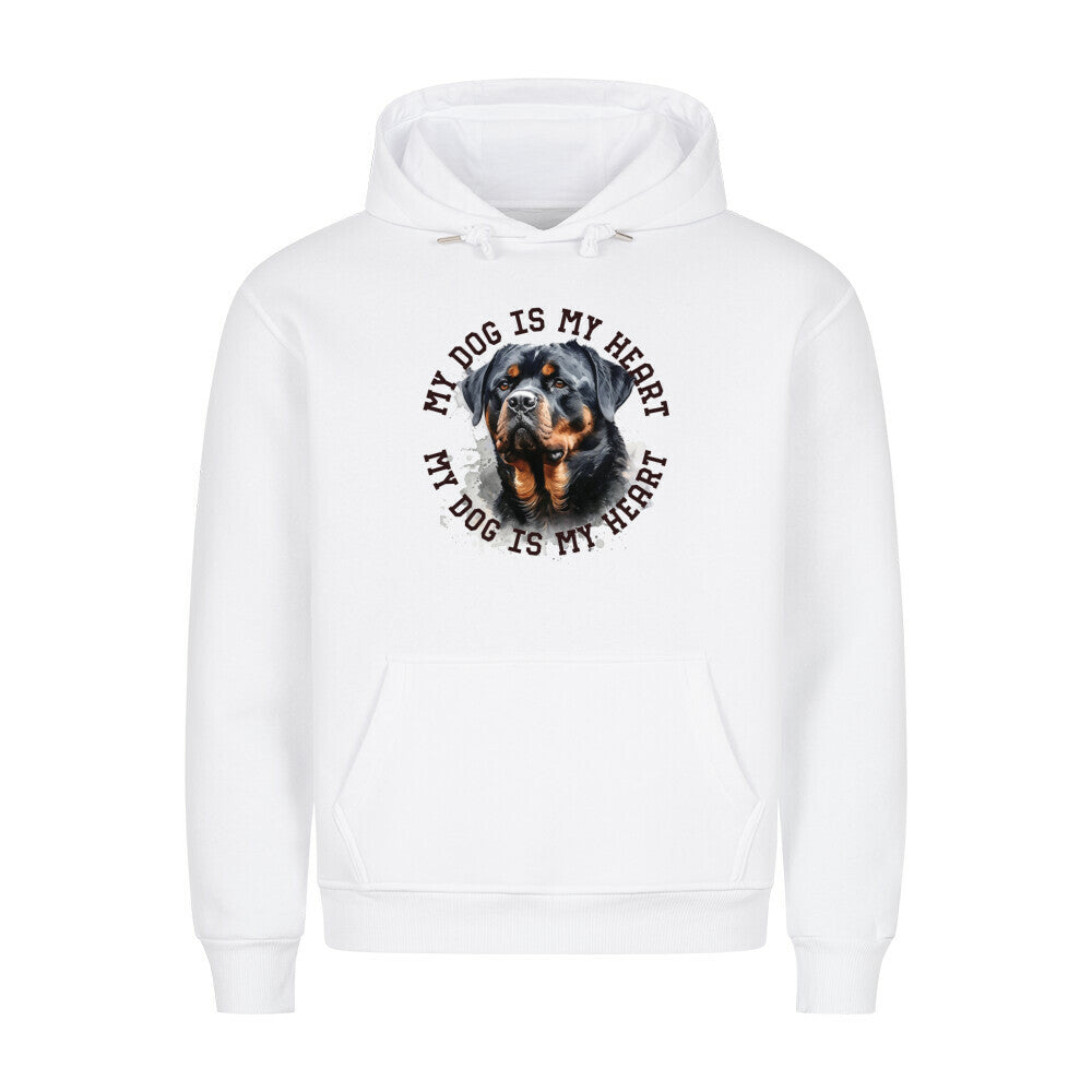 Premium Hoodie "Rottweiler ursprünglich HEART" Weiß – hunde-shirt.de