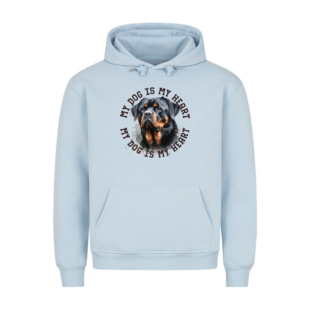 Premium Hoodie "Rottweiler ursprünglich HEART" Babyblau – hunde-shirt.de