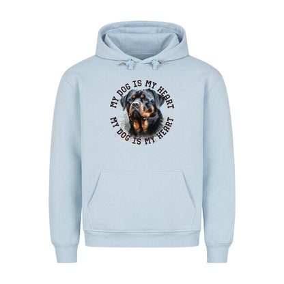 Premium Hoodie "Rottweiler ursprünglich HEART" Babyblau – hunde-shirt.de