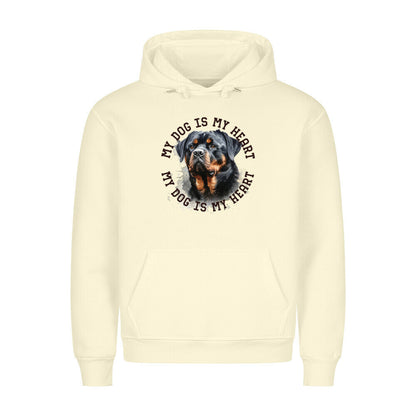 Premium Hoodie "Rottweiler ursprünglich HEART" Beige – hunde-shirt.de