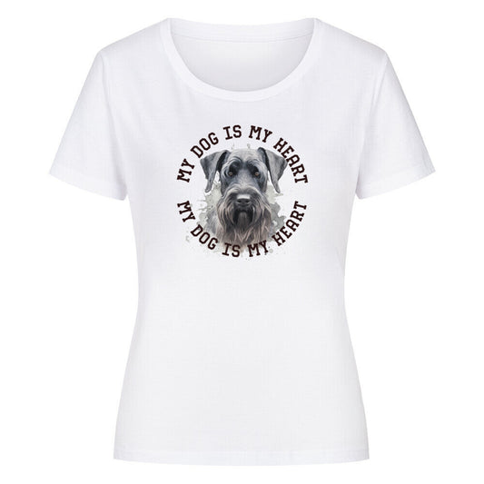 Premium Organic Damen-Shirt "Riesenschnauzer HEART" Weiß – hunde-shirt.de