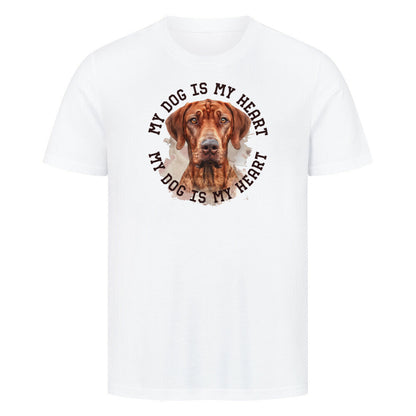 Premium T-Shirt "Rhodesian Ridgeback HEART 2" Weiß – hunde-shirt.de