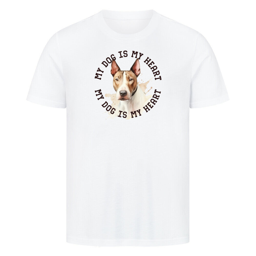 Premium T-Shirt "Miniature Bullterrier HEART" Weiß – hunde-shirt.de