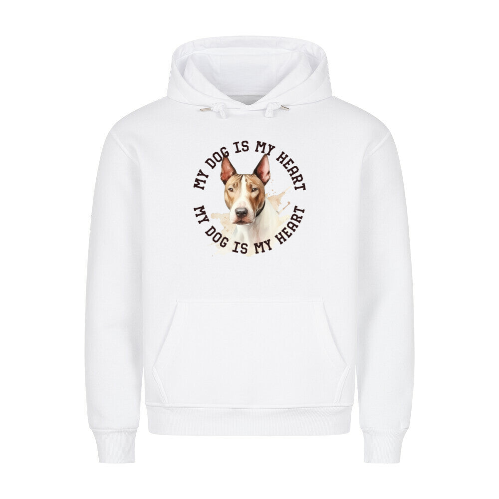 Premium Hoodie "Miniature Bullterrier HEART" Weiß – hunde-shirt.de
