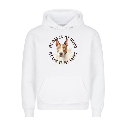 Premium Hoodie "Miniature Bullterrier HEART" Weiß – hunde-shirt.de