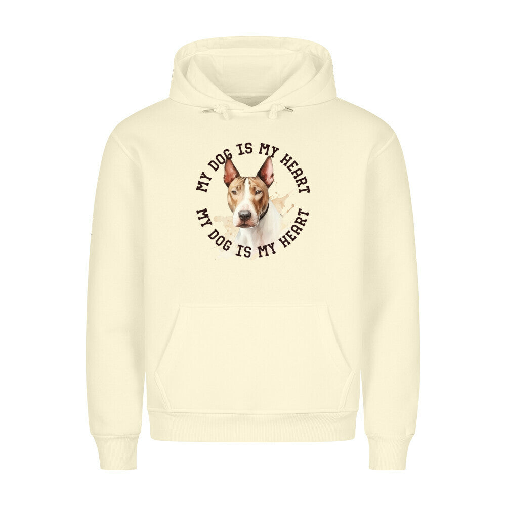 Premium Hoodie "Miniature Bullterrier HEART" Beige – hunde-shirt.de