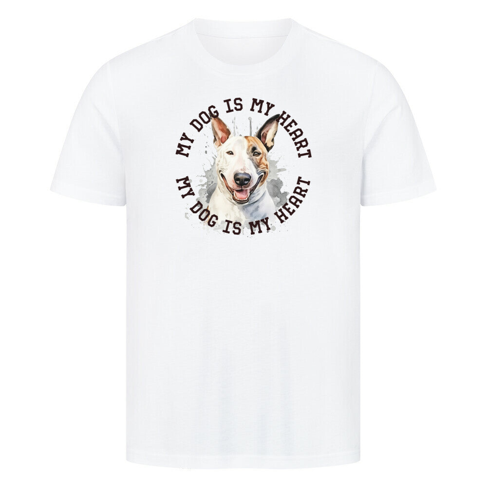 Premium T-Shirt "Bullterrier HEART 2" Weiß – hunde-shirt.de
