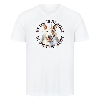 Premium T-Shirt "Bullterrier HEART 2" Weiß – hunde-shirt.de