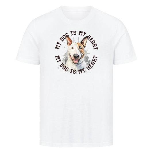 Premium T-Shirt "Bullterrier HEART 2" Weiß – hunde-shirt.de