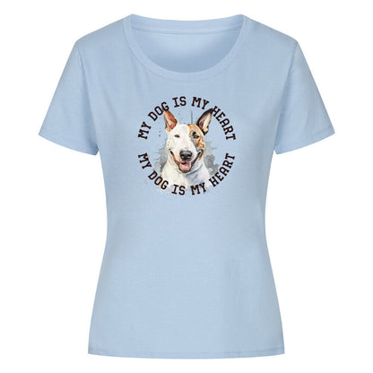 Premium Organic Damen-Shirt "Bullterrier HEART 2" Sky Blue – hunde-shirt.de