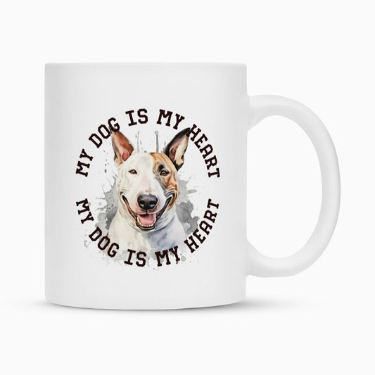 Tasse "Bullterrier HEART 2" Weiß – hunde-shirt.de