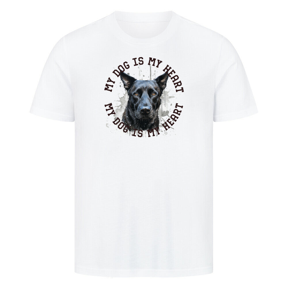 Premium T-Shirt "Belgischer Schäferhund schwarz HEART" Weiß – hunde-shirt.de