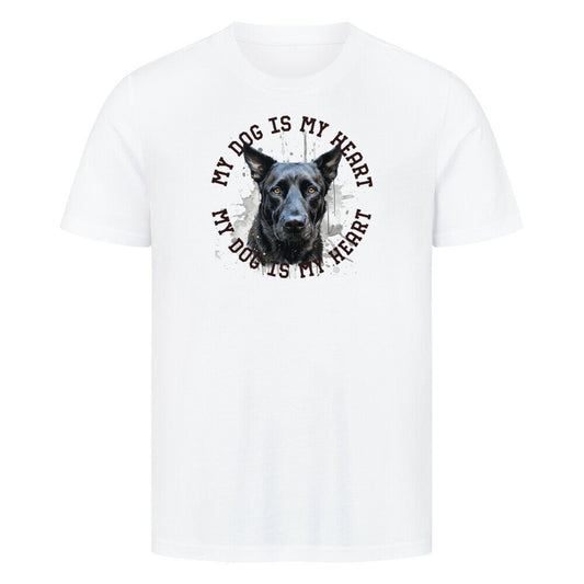 Premium T-Shirt "Belgischer Schäferhund schwarz HEART" Weiß – hunde-shirt.de