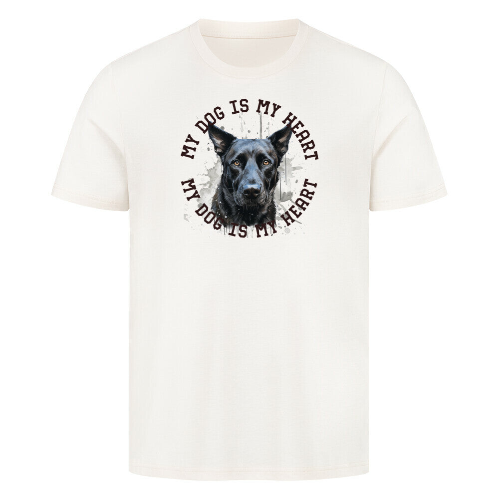 Premium T-Shirt "Belgischer Schäferhund schwarz HEART" Natural Raw – hunde-shirt.de