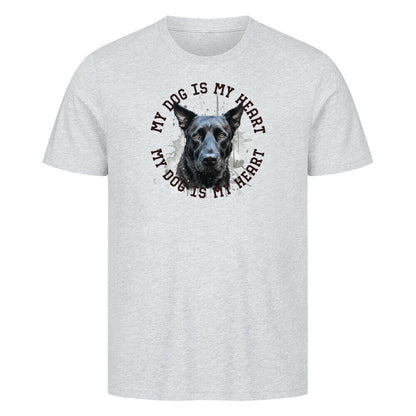 Premium T-Shirt "Belgischer Schäferhund schwarz HEART" Heather Grey – hunde-shirt.de