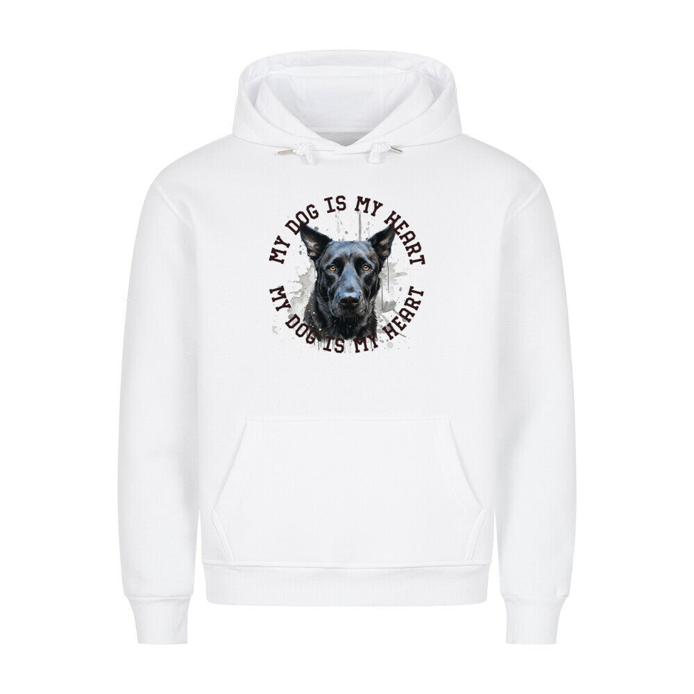 Premium Hoodie "Belgischer Schäferhund schwarz HEART" Weiß – hunde-shirt.de