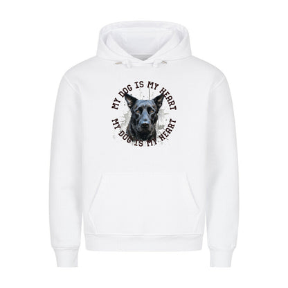 Premium Hoodie "Belgischer Schäferhund schwarz HEART" Weiß – hunde-shirt.de