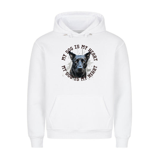 Premium Hoodie "Belgischer Schäferhund schwarz HEART" Weiß – hunde-shirt.de