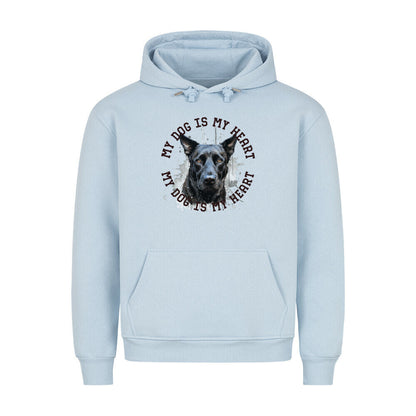 Premium Hoodie "Belgischer Schäferhund schwarz HEART" Babyblau – hunde-shirt.de
