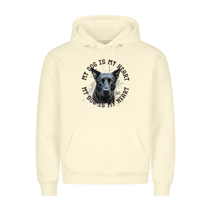 Premium Hoodie "Belgischer Schäferhund schwarz HEART" Beige – hunde-shirt.de
