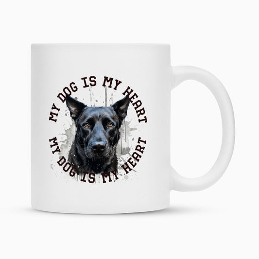 Tasse "Belgischer Schäferhund schwarz HEART" Weiß – hunde-shirt.de