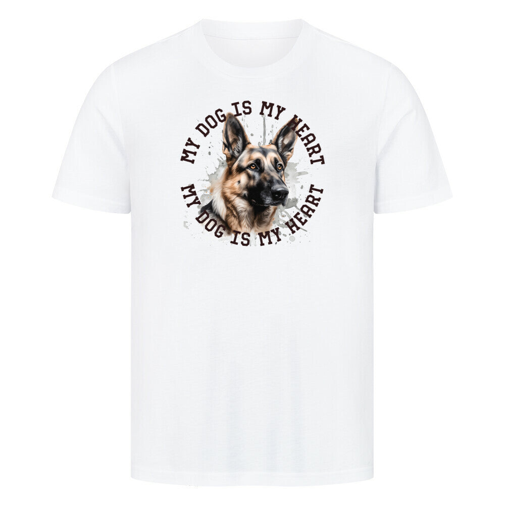 Premium T-Shirt "Deutscher Schäferhund HEART" Weiß – hunde-shirt.de