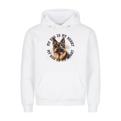 Premium Hoodie "Deutscher Schäferhund HEART 2" Weiß – hunde-shirt.de